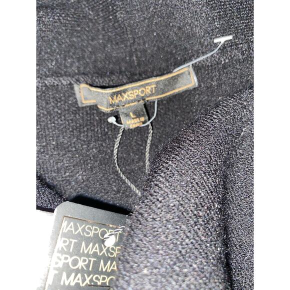 NWT $268 Black size Large Open Thick Heavy Long Sleeve Sweater with Pockets - Picture 7 of 12